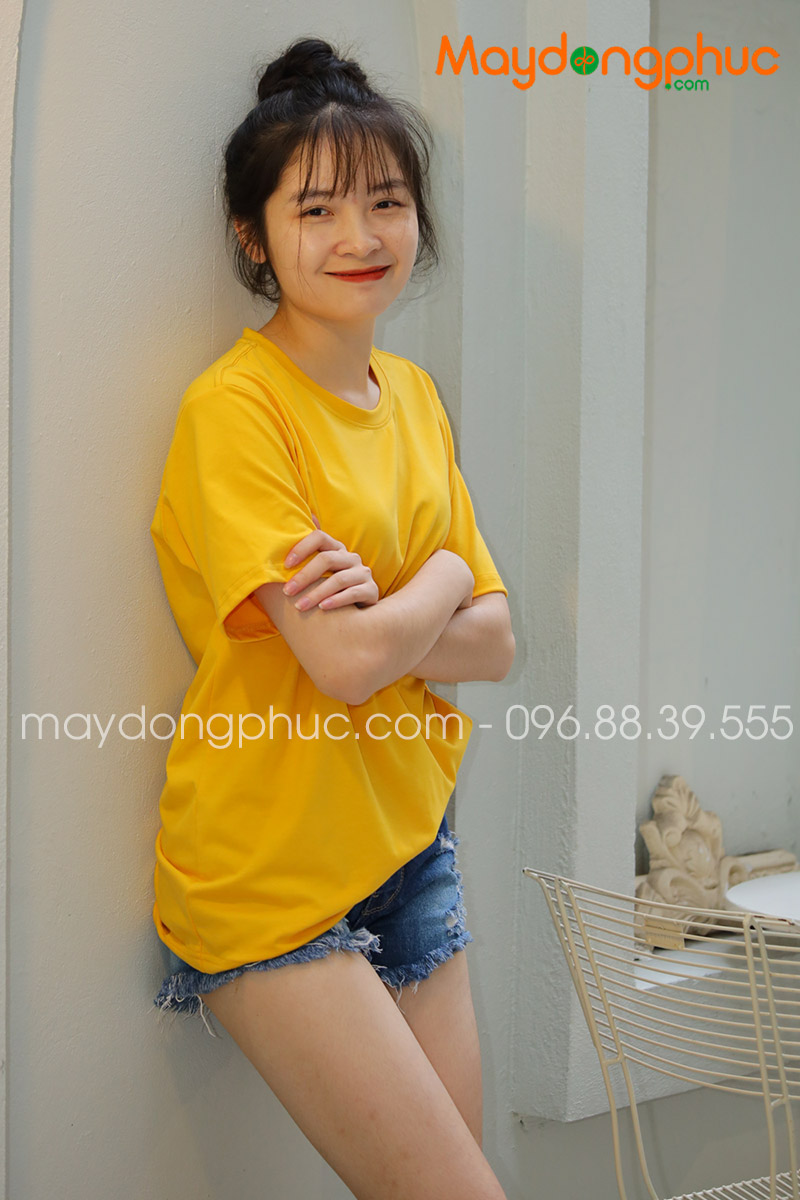 Áo phông tay lỡ màu vàng - mẫu 5