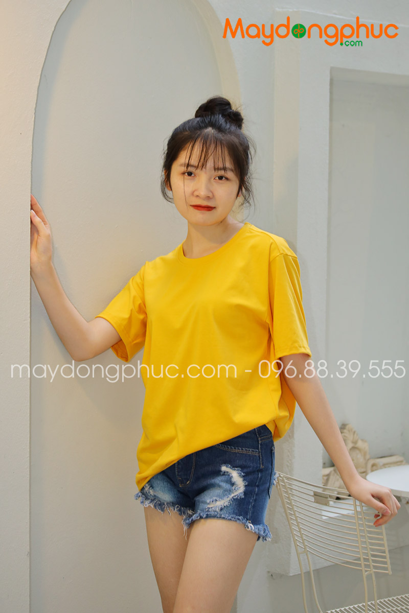Áo phông tay lỡ màu vàng - mẫu 6