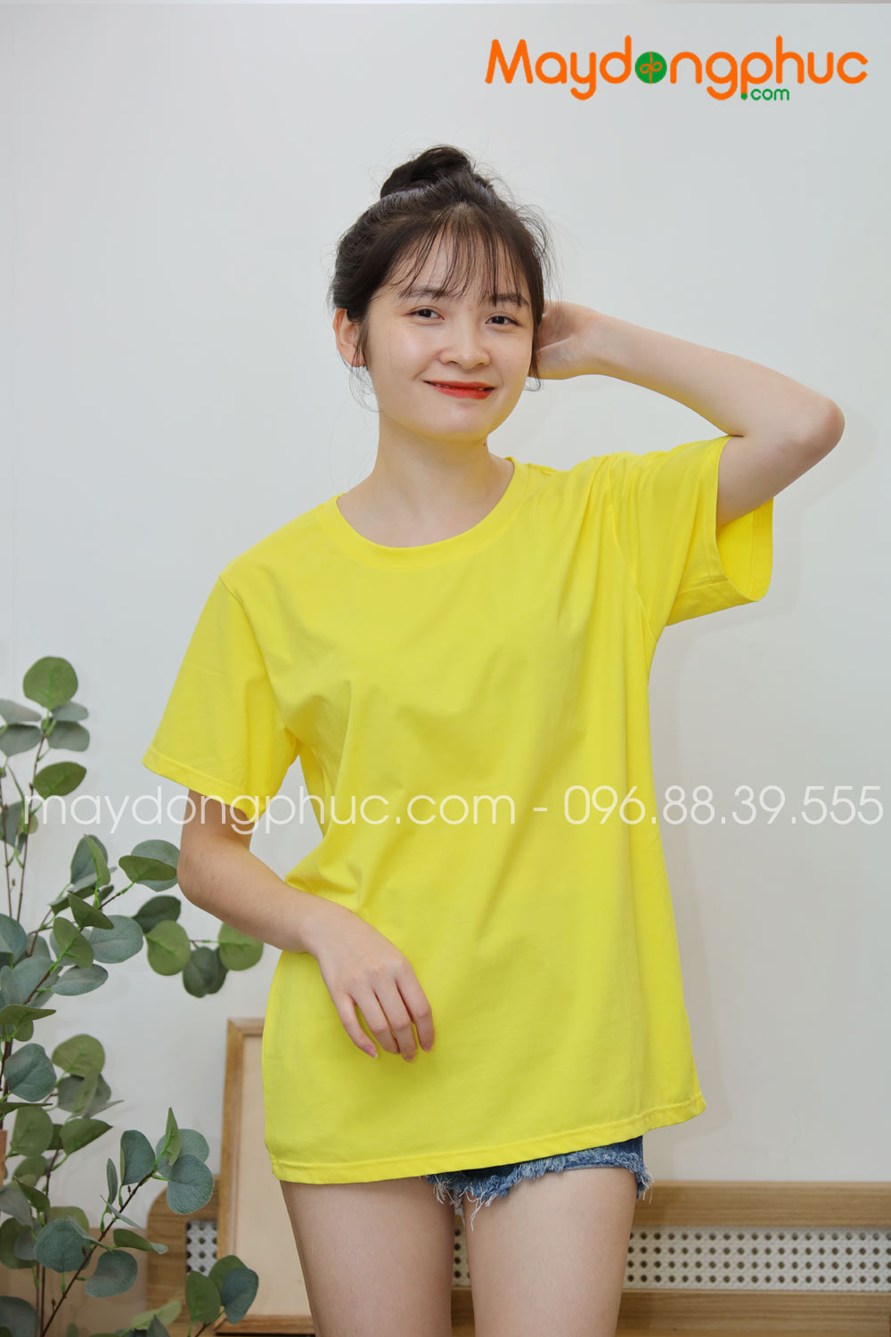 Áo phông tay lỡ màu vàng tươi - mẫu 4