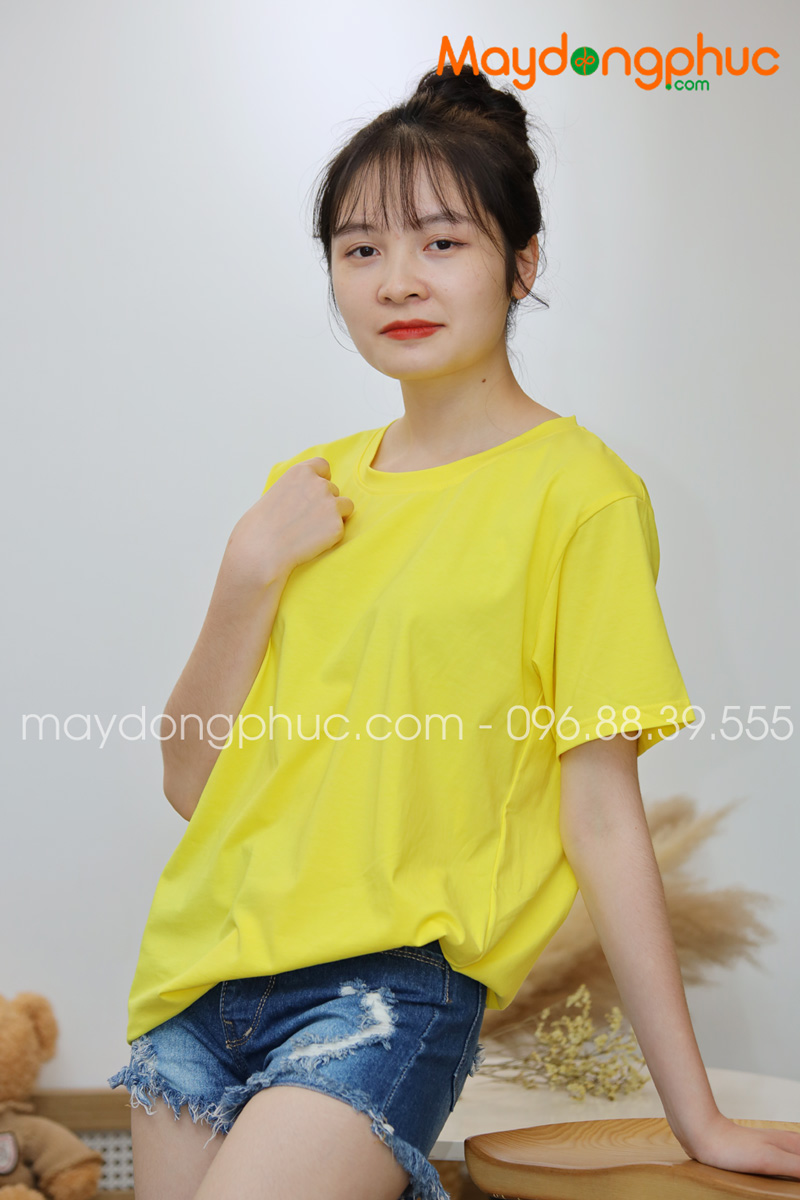 Áo phông tay lỡ màu vàng tươi - mẫu 5