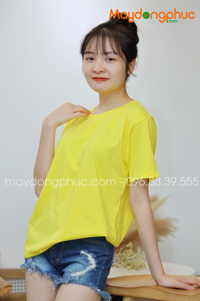Áo phông tay lỡ màu vàng tươi - mẫu 6