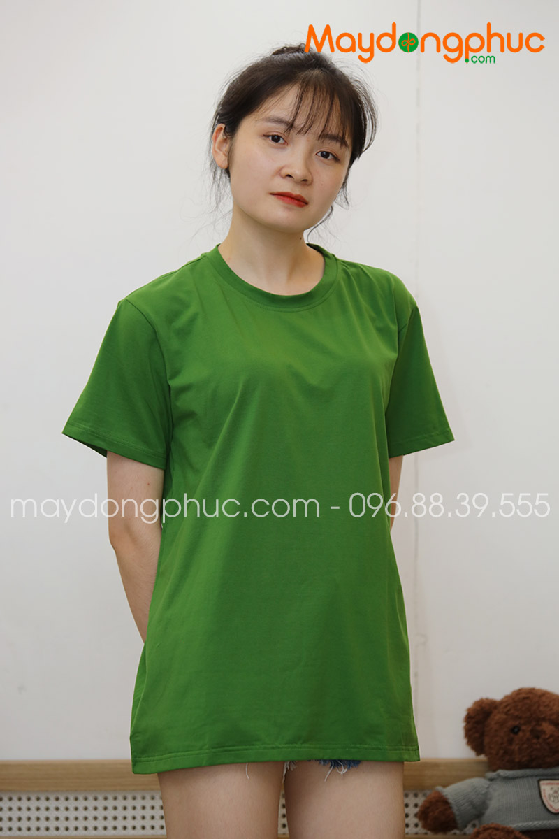 Áo phông tay lỡ màu xanh bộ đội