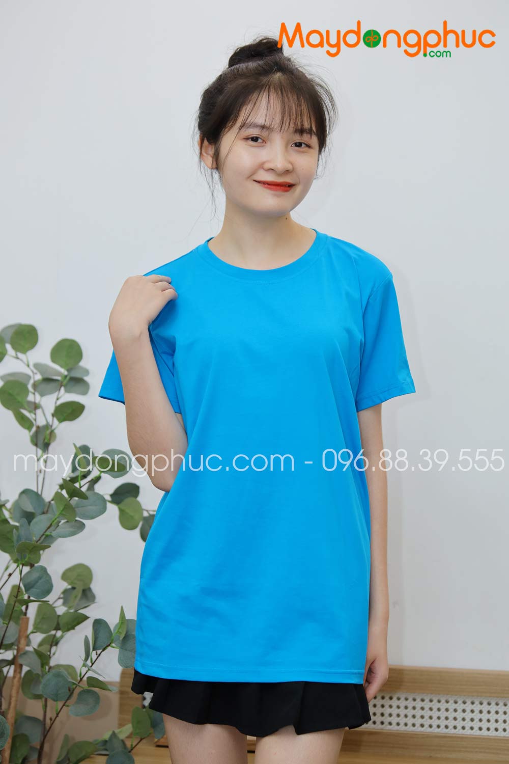Áo phông tay lỡ màu xanh YA - mẫu 4