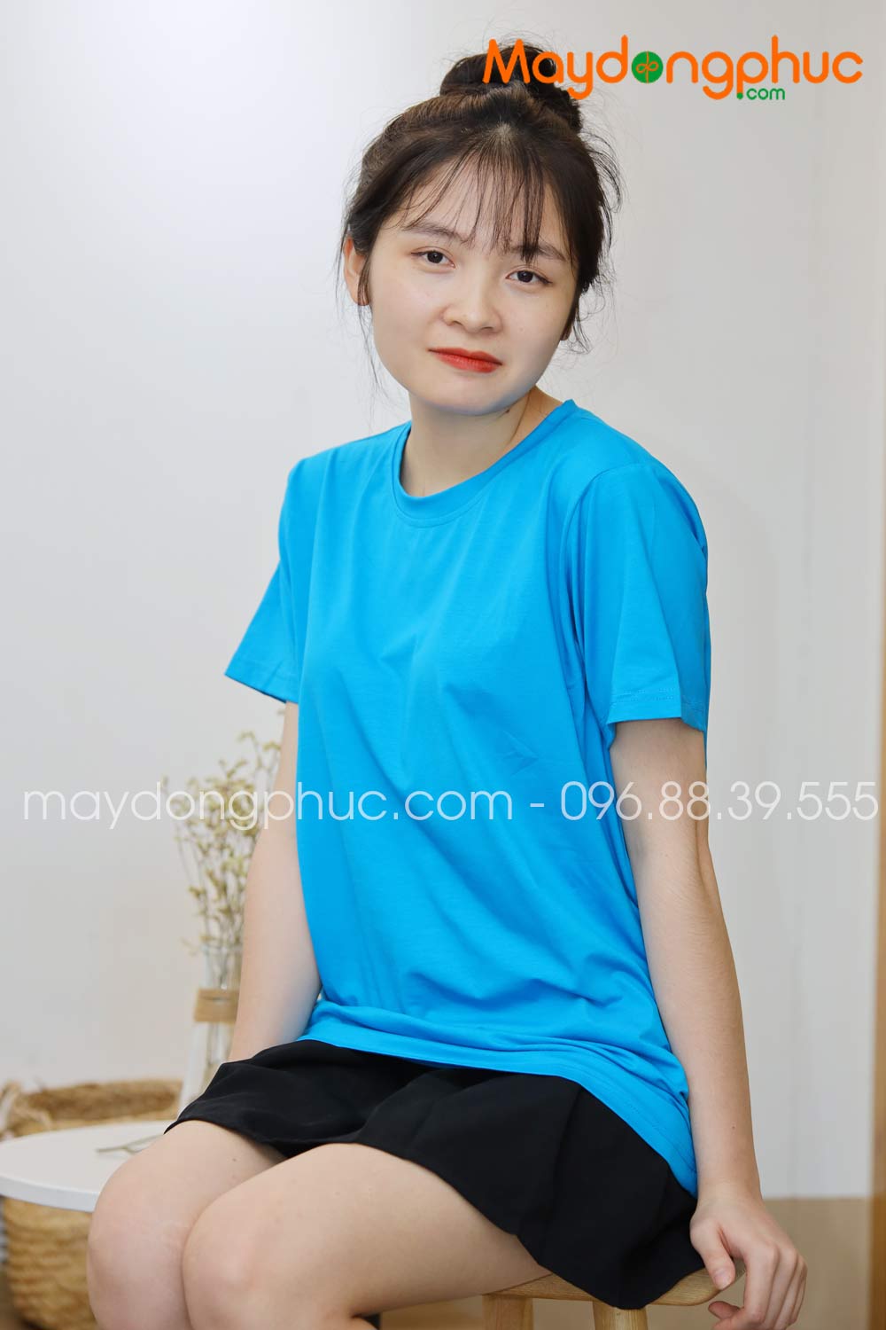 Áo phông tay lỡ màu xanh YA - mẫu 6
