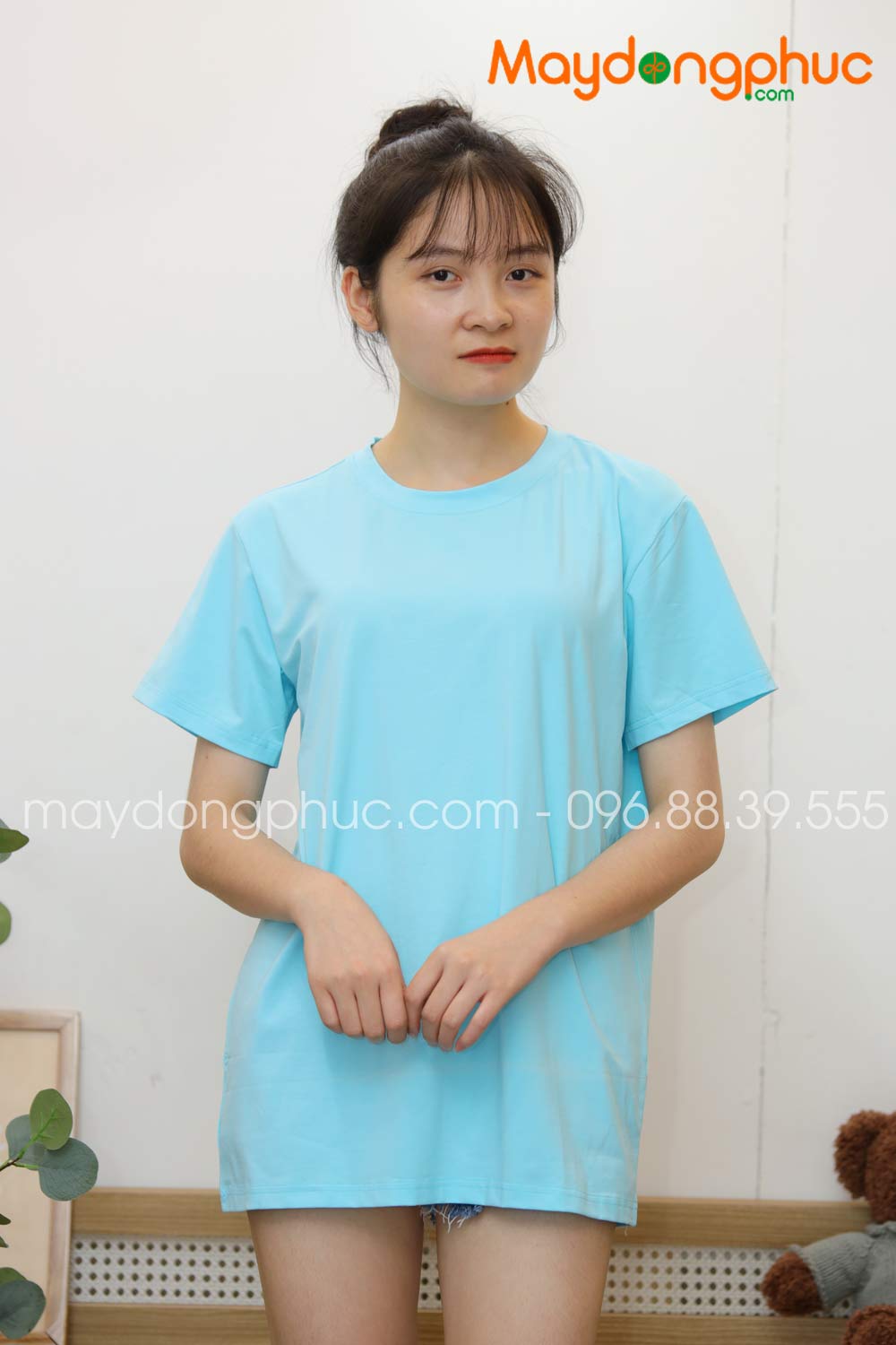 Áo phông tay lỡ màu xanh da trời - mẫu 5