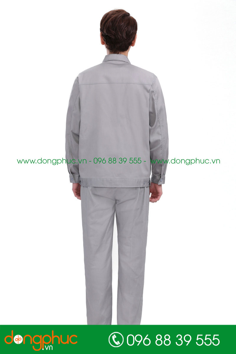 Mẫu áo đồng phục kỹ sư – công nhân màu ghi phối cam - mẫu 5