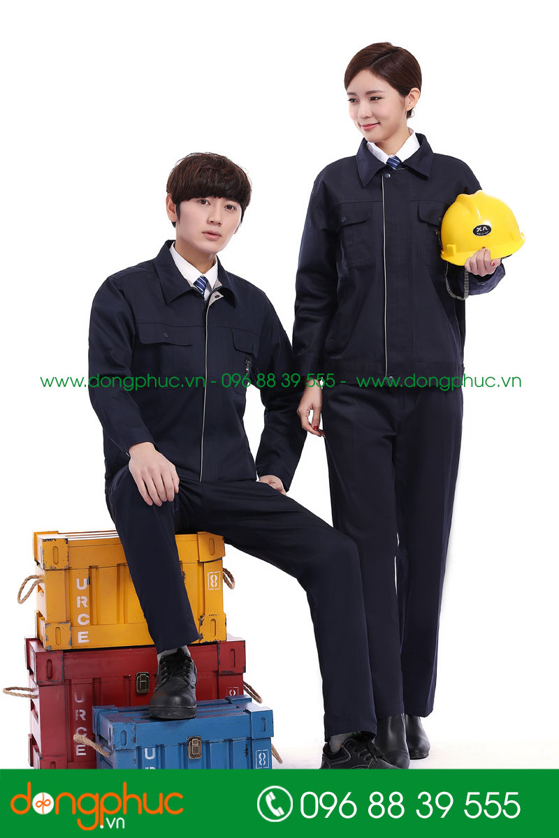 Mẫu áo đồng phục kỹ sư – công nhân màu tím than - mẫu 2