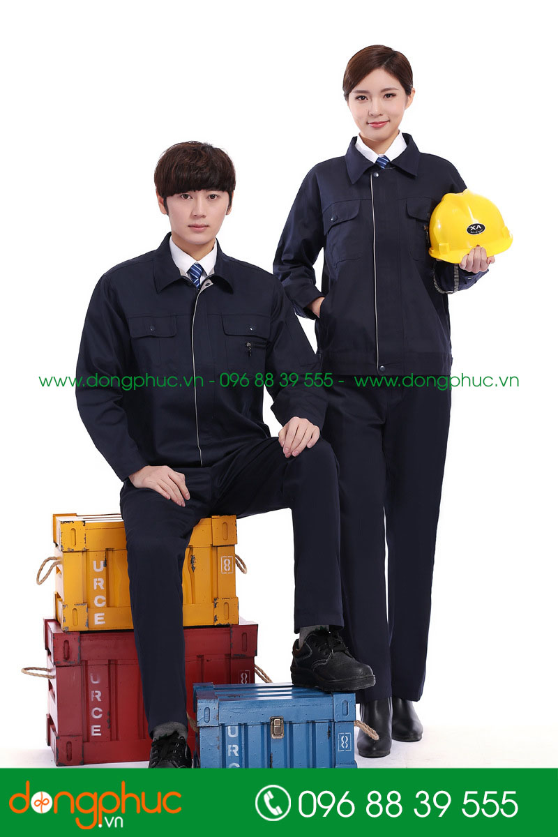 Mẫu áo đồng phục kỹ sư – công nhân màu tím than - mẫu 3