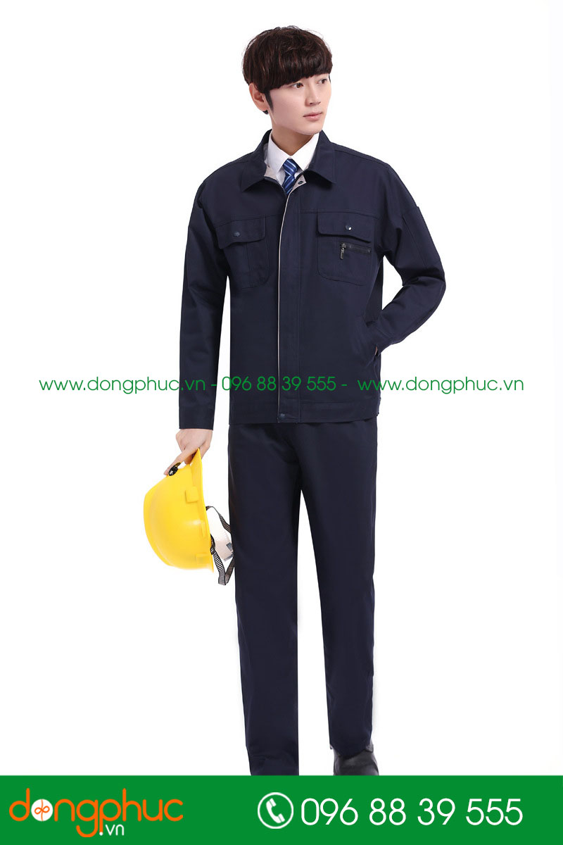 Mẫu áo đồng phục kỹ sư – công nhân màu tím than - mẫu 4