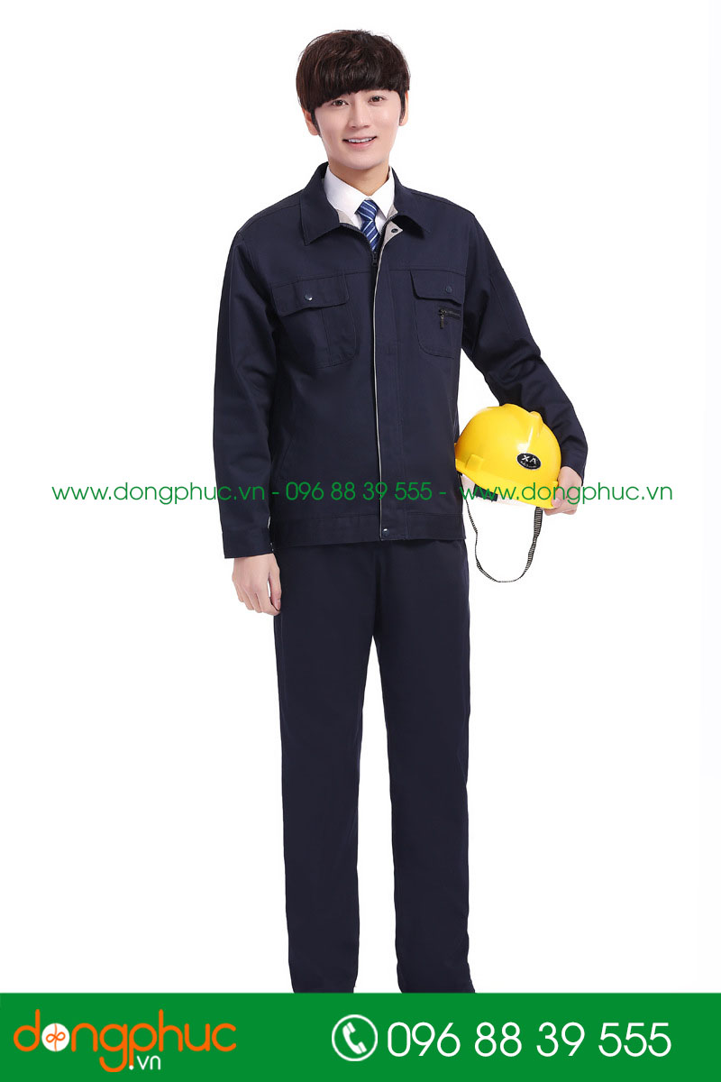 Mẫu áo đồng phục kỹ sư – công nhân màu tím than - mẫu 5
