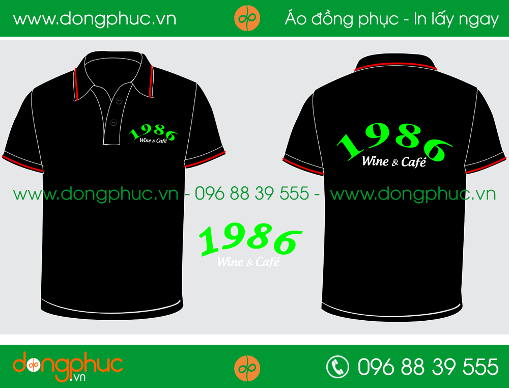 Áo phông đồng phục nhà hàng 1986 Wine & Cafe