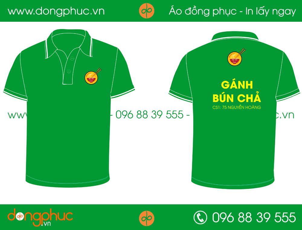 Áo phông đồng phục nhà hàng Gánh Bún Chả