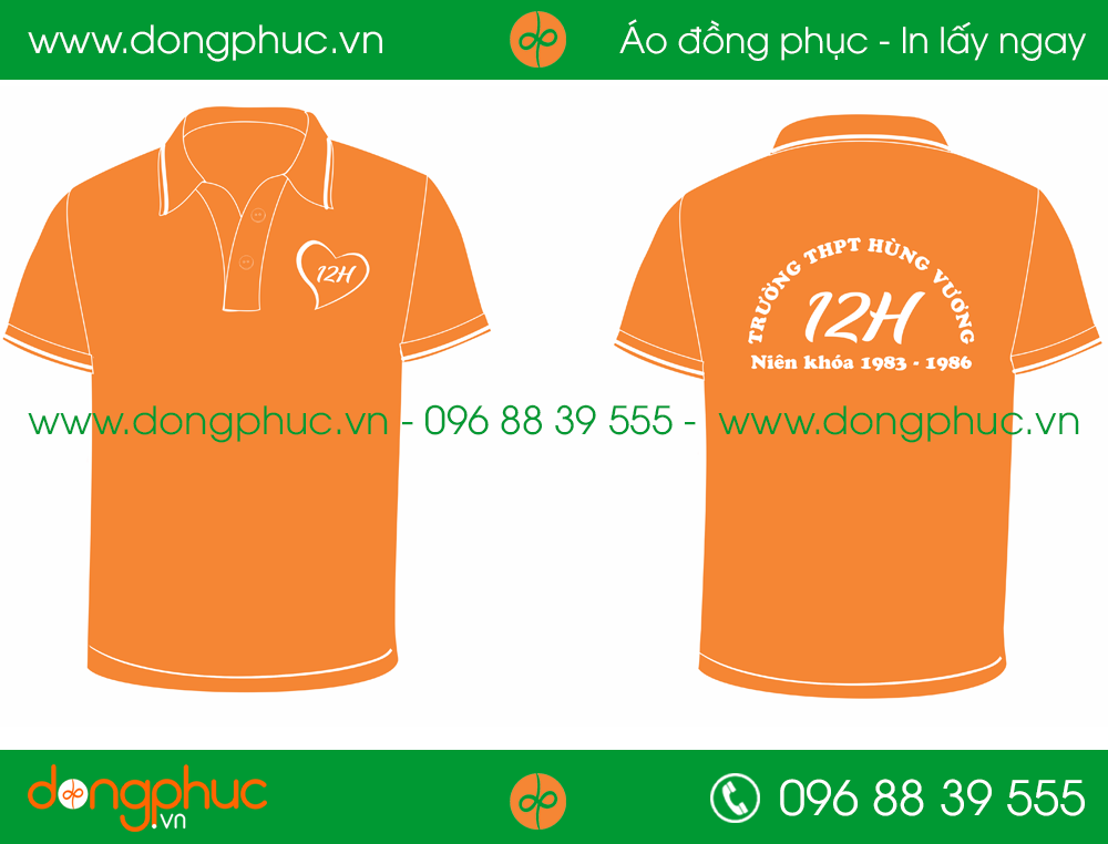Áo phông đồng phục Lớp 12H Trường THPT Hùng Vương