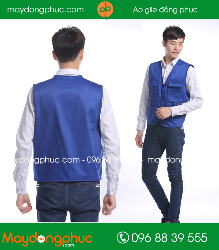 Mẫu áo gile công nhân màu Xanh bích