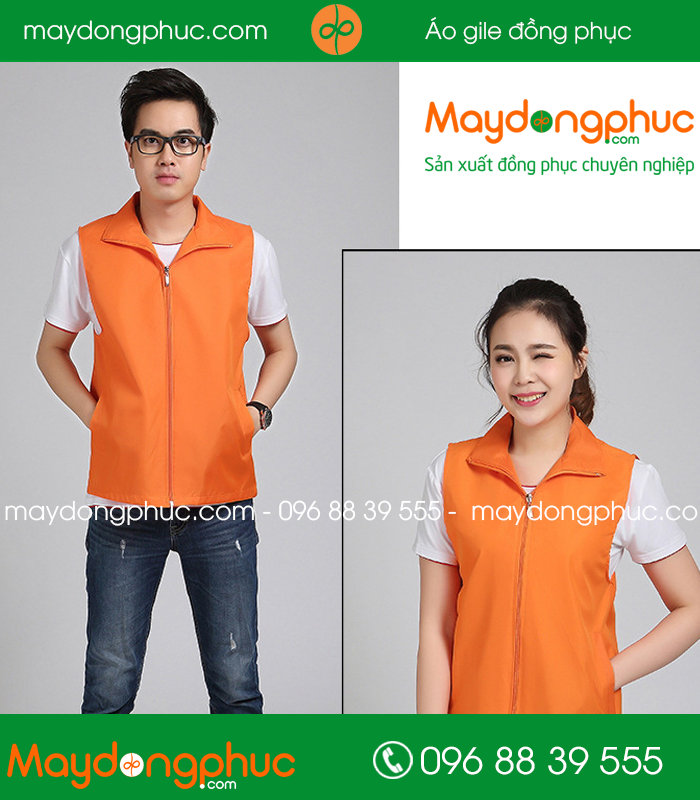Mẫu áo gile công nhân màu Cam