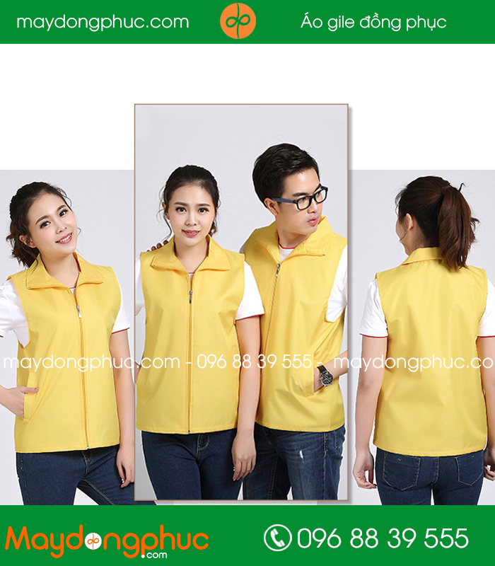 Mẫu áo gile công nhân màu Vàng