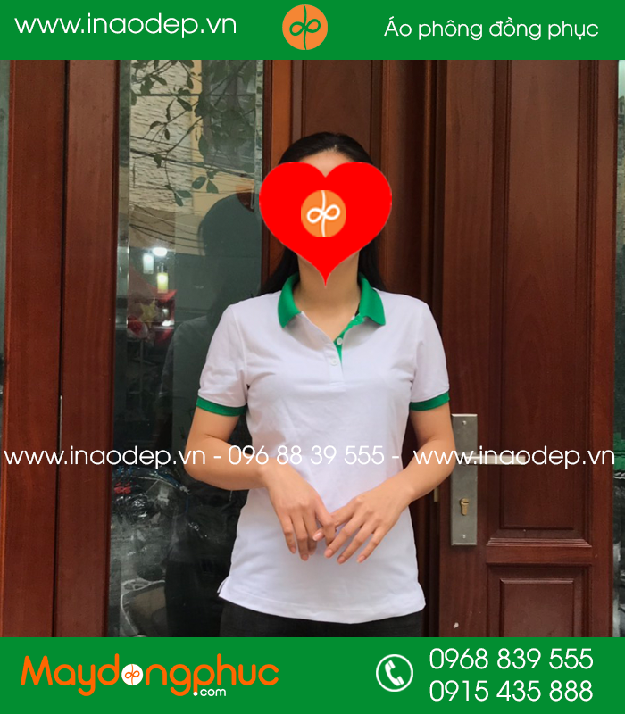 Áo phông đồng phục màu trắng phối xanh