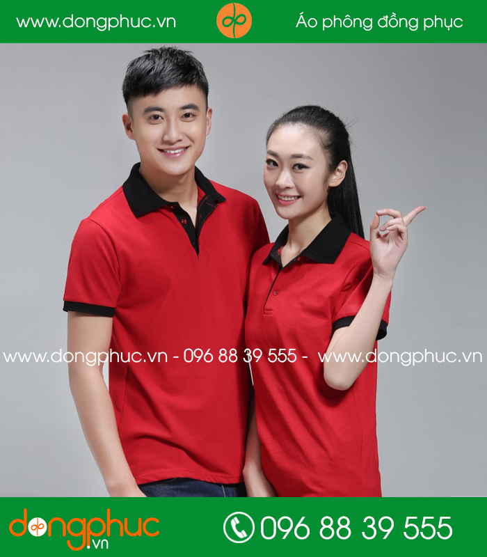 Áo phông đồng phục màu Đỏ đô phối Đen