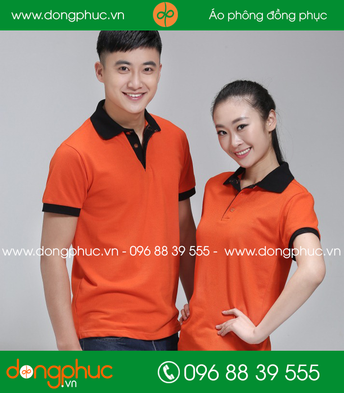 Áo phông đồng phục màu Cam phối Đen - mẫu 3