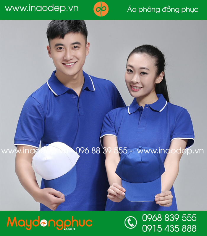 Áo phông đồng phục màu xanh bích