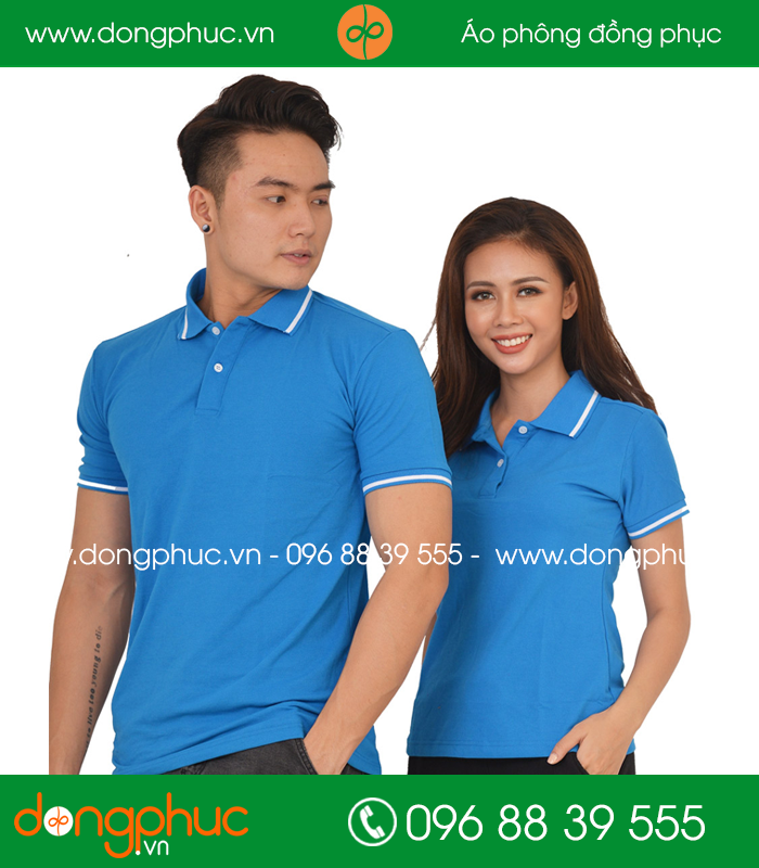 Áo phông đồng phục màu xanh YA - mẫu 2