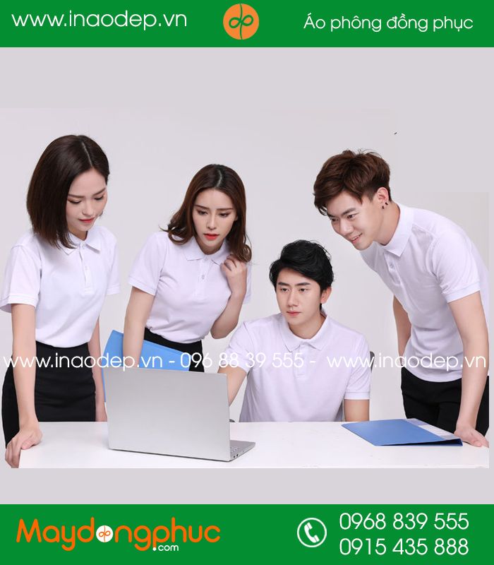 Áo phông đồng phục màu trắng - mẫu 2