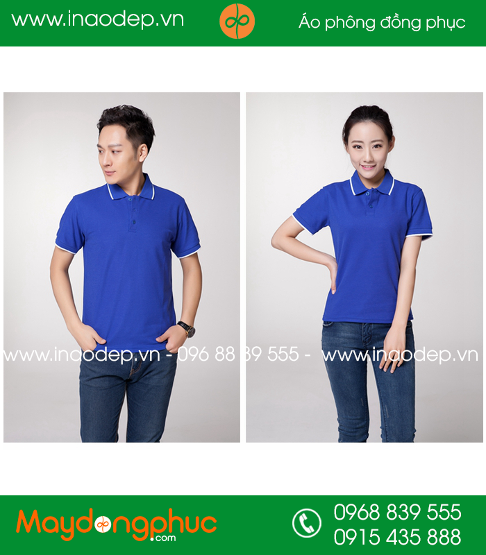 Áo phông đồng phục màu xanh bích - mẫu 3