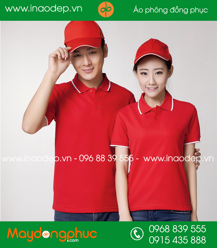 Áo phông đồng phục màu Đỏ - mẫu 2