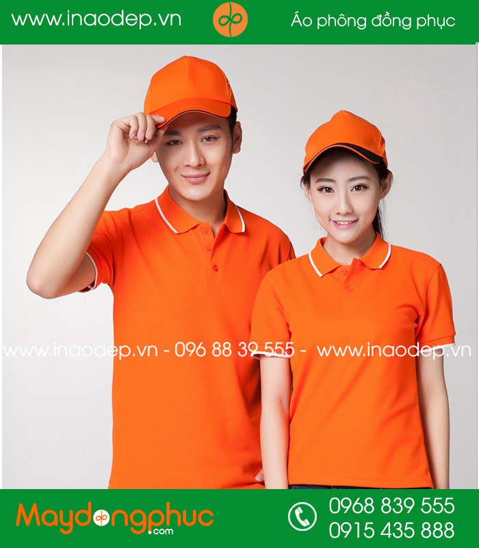 Áo phông đồng phục màu Cam - mẫu 2
