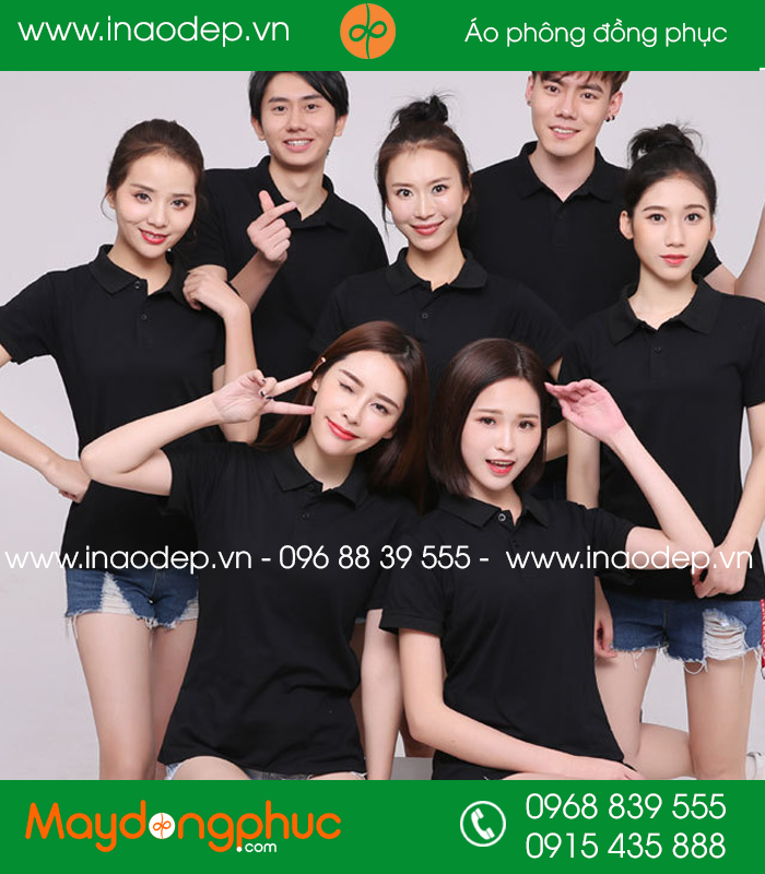 Áo phông đồng phục màu Đen - mẫu 2