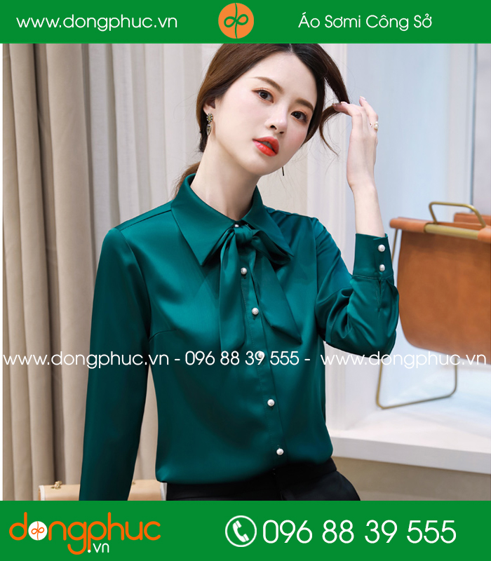 Đồng phục áo sơ mi màu xanh rêu - mẫu 2