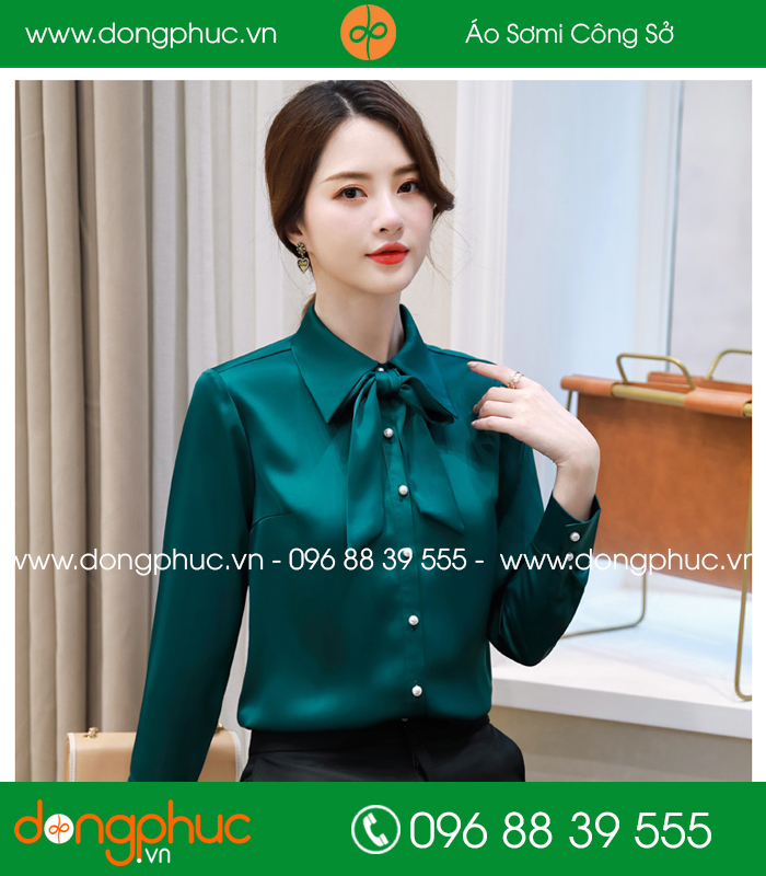 Đồng phục áo sơ mi màu xanh rêu - mẫu 3