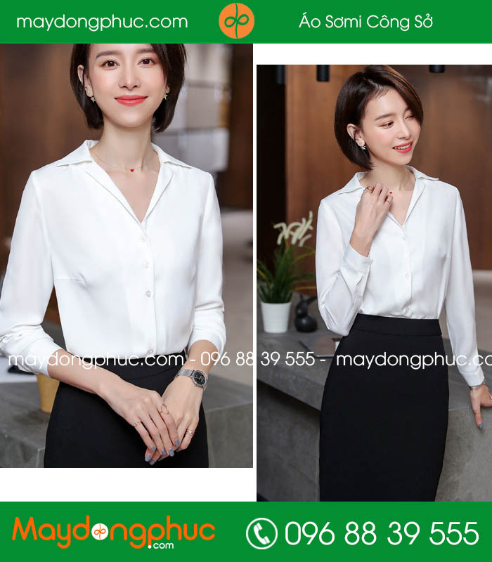 Đồng phục áo sơ mi màu trắng - mẫu 2
