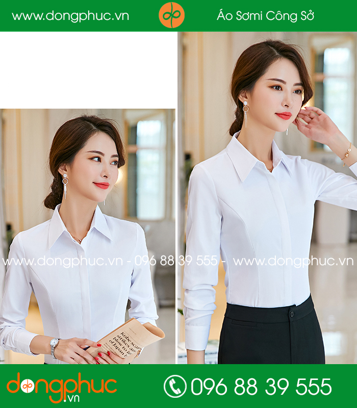 Đồng phục áo sơ mi màu trắng quần đen - mẫu 4