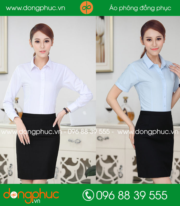 Đồng phục áo sơ mi màu trắng chân váy đen - mẫu 3