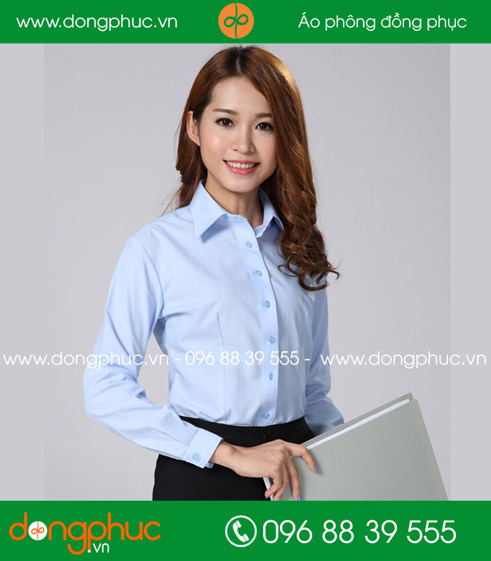 Đồng phục áo sơ mi màu xanh dương - mẫu 2