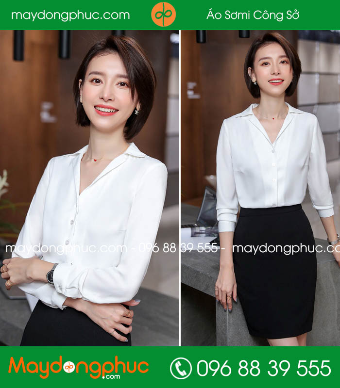Đồng phục áo sơ mi màu trắng - mẫu 4