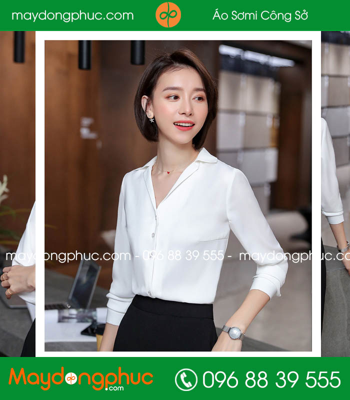 Đồng phục áo sơ mi màu trắng - mẫu 5