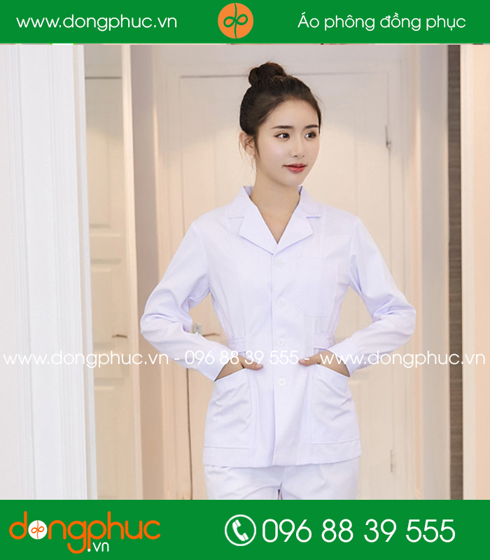 Quần áo đồng phục spa màu trắng - mẫu 2