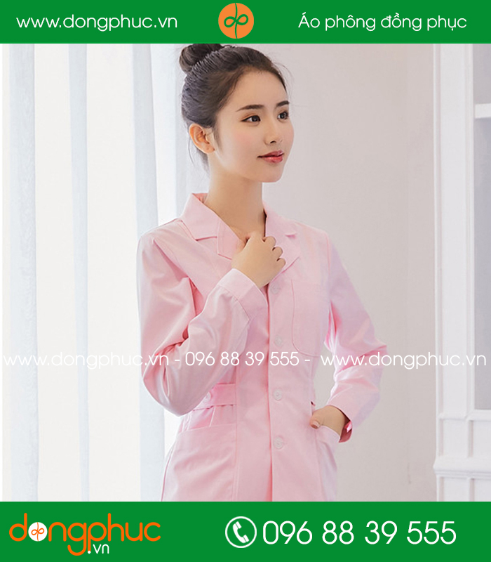 Quần áo đồng phục spa màu hồng phấn - mẫu 2