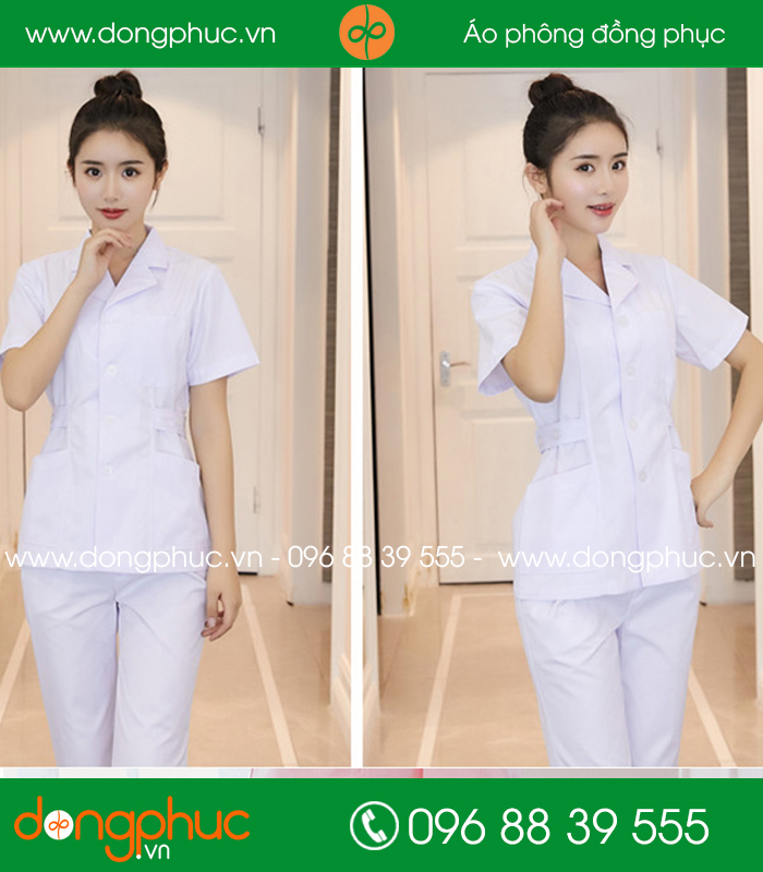 Quần áo đồng phục spa màu trắng - mẫu 4