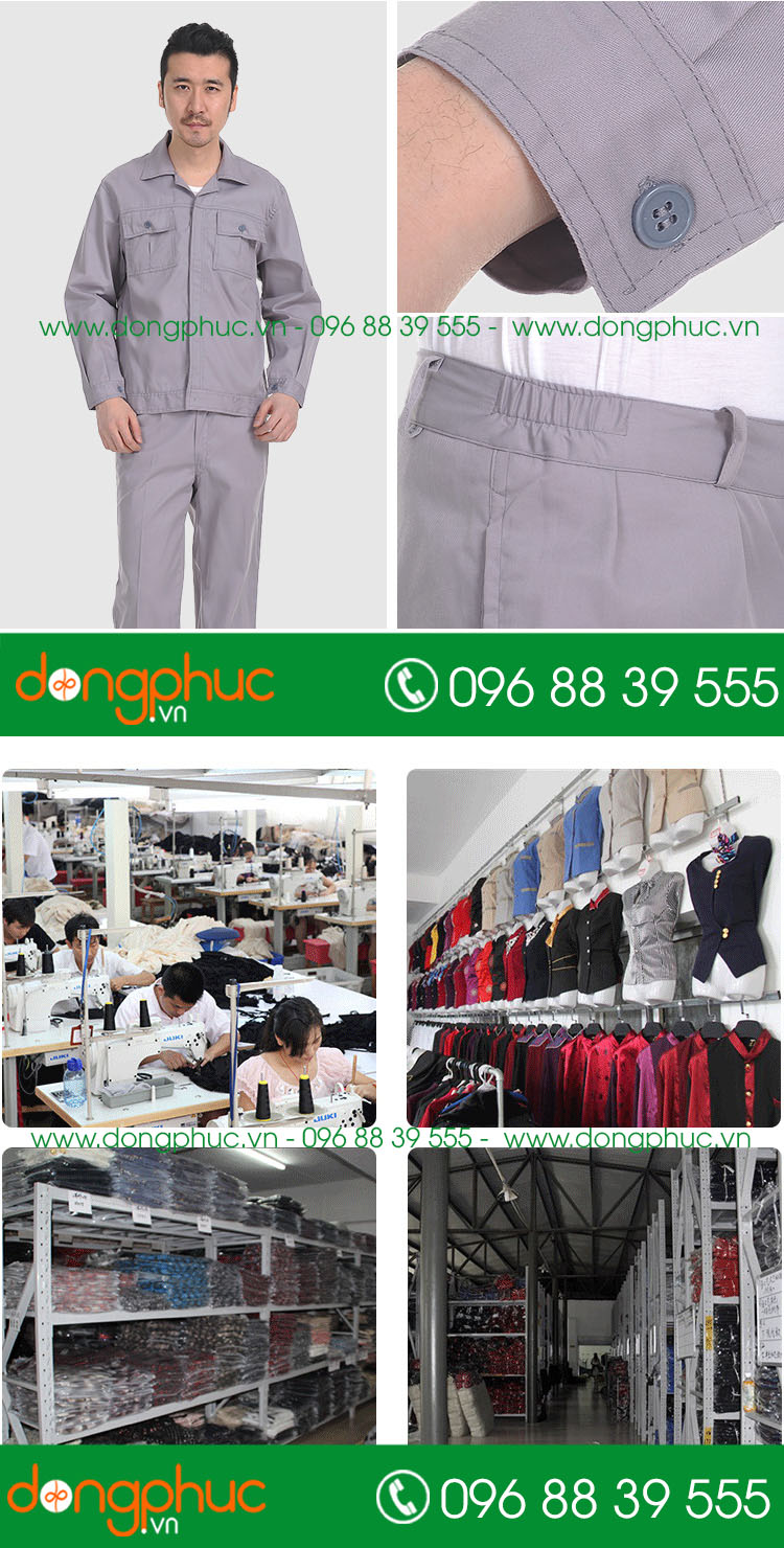 Mẫu áo đồng phục kỹ sư – công nhân màu ghi đậm - mẫu 2
