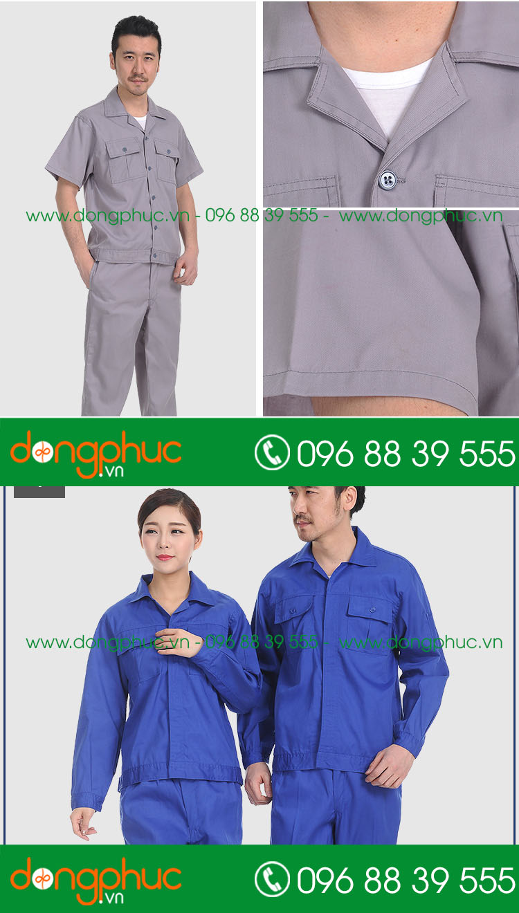 Mẫu áo đồng phục kỹ sư – công nhân màu ghi đậm - mẫu 6