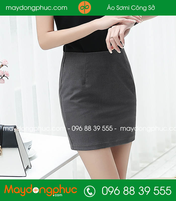 Đồng phục chân váy màu ghi tối - mẫu 3