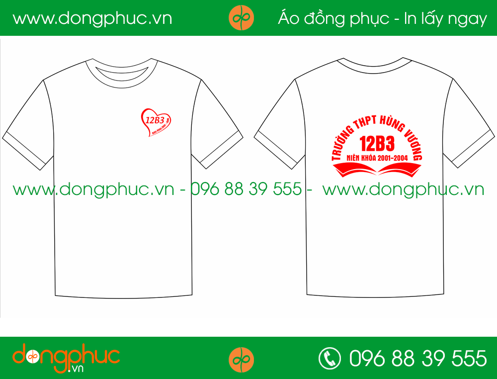 Áo phông đồng phục Lớp 12B3 – THPT Hùng Vương