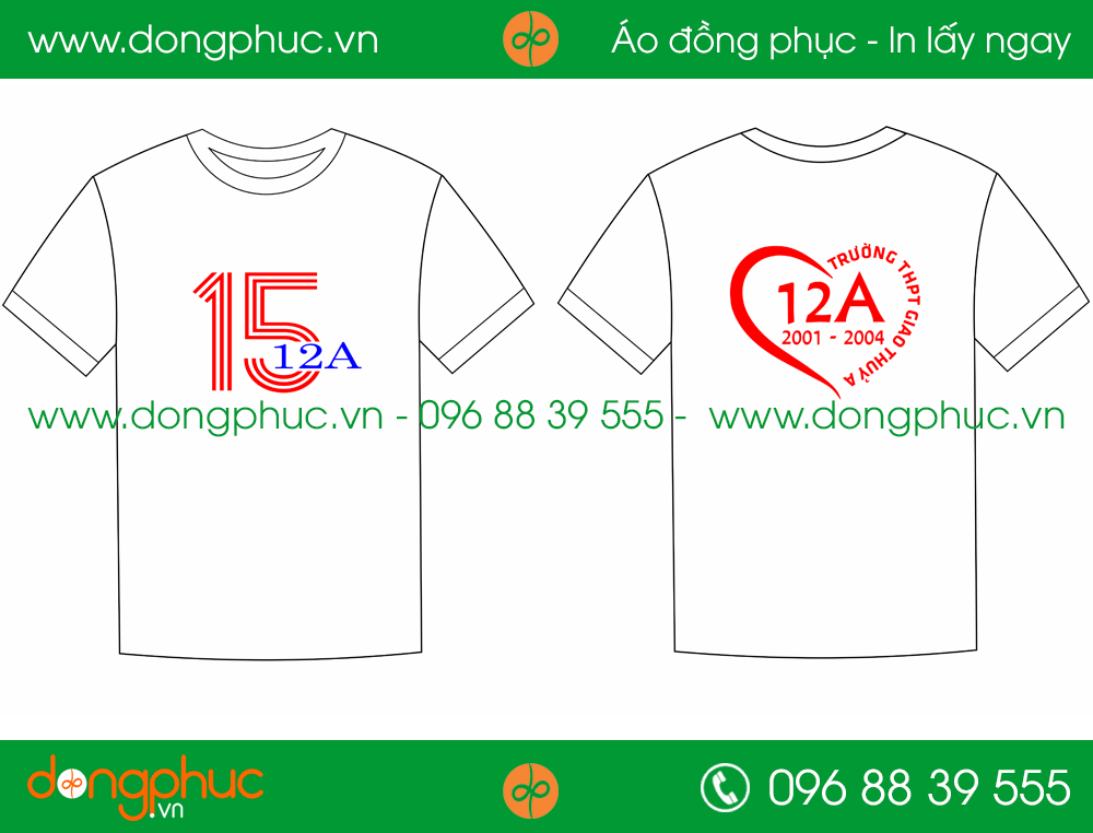 Áo phông đồng phục Lớp 12A – Trường THPT Giao Thủy A