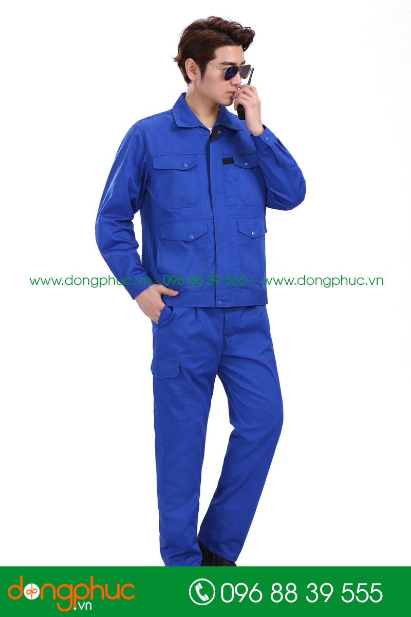 Mẫu áo đồng phục kỹ sư – công nhân màu xanh bích - mẫu 2