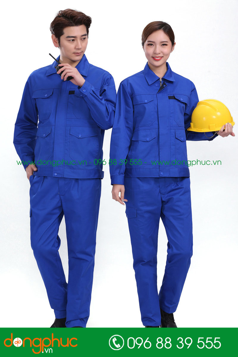 Mẫu áo đồng phục kỹ sư – công nhân màu xanh bích - mẫu 4
