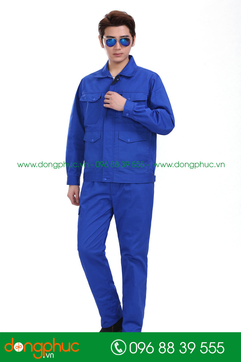 Mẫu áo đồng phục kỹ sư – công nhân màu xanh bích - mẫu 5