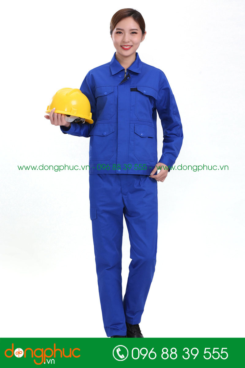 Mẫu áo đồng phục kỹ sư – công nhân màu xanh bích - mẫu 6